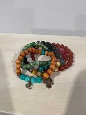 Handcrafted Multicolor Beaded Stretch Bracelet Set